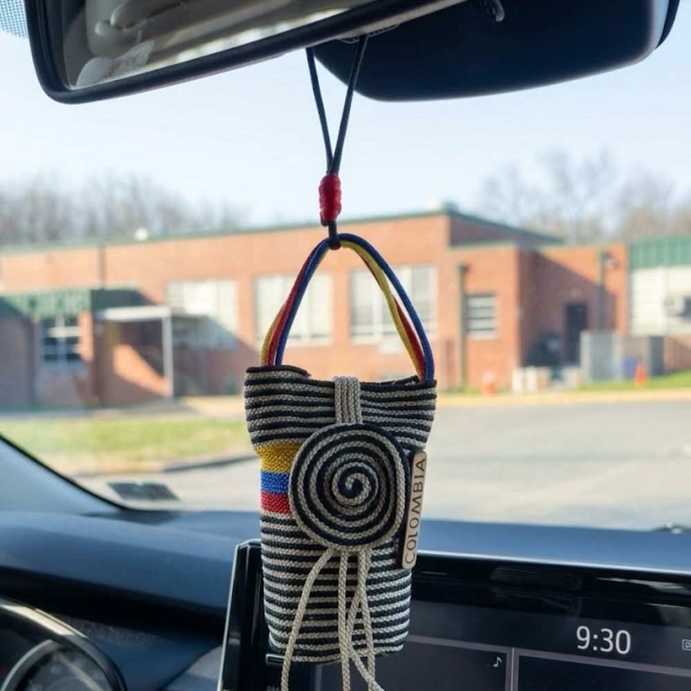 Handwoven Colombia Mini Hanging Bag - car Accessory with Colombian Flag Accent